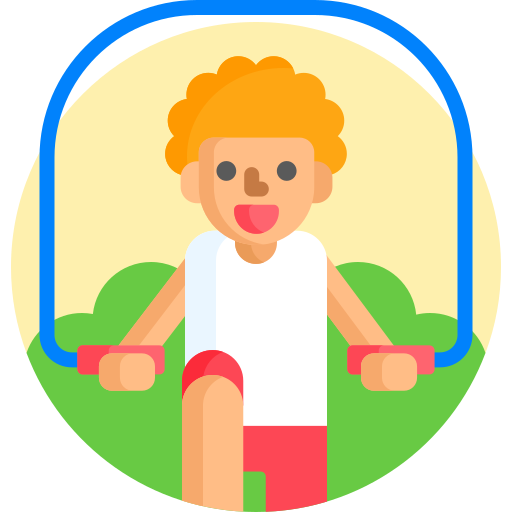 happy man about to jump rope