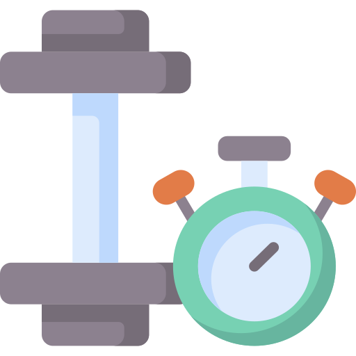a dumbbell and a stopwatch for interval training