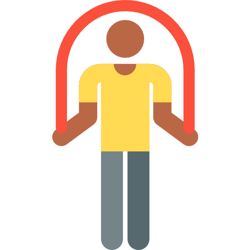 man jumping rope with red jump rope